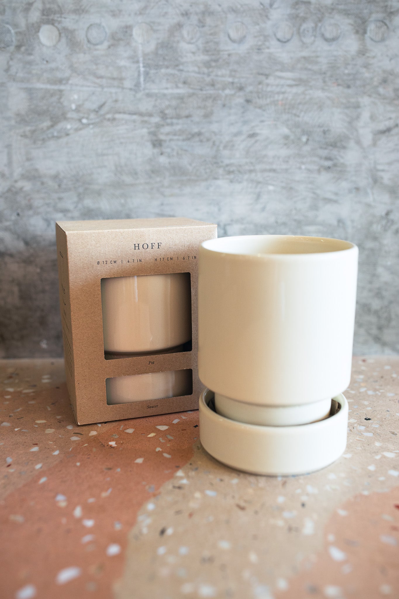 Bergs Hoff Glazed Sandstone 12cm Pot + Saucer Set