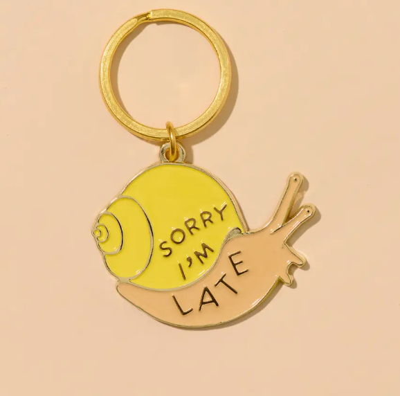 Sorry I'm Late Snail Keychain